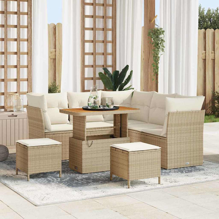 Havesofa Sæt 8 stk. 5-Antal sæder Beige og creme polyrattan