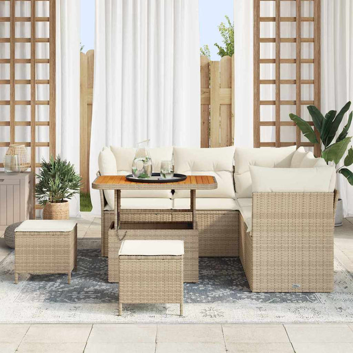 Havesofa Sæt 8 stk. 5-Antal sæder Beige og creme polyrattan