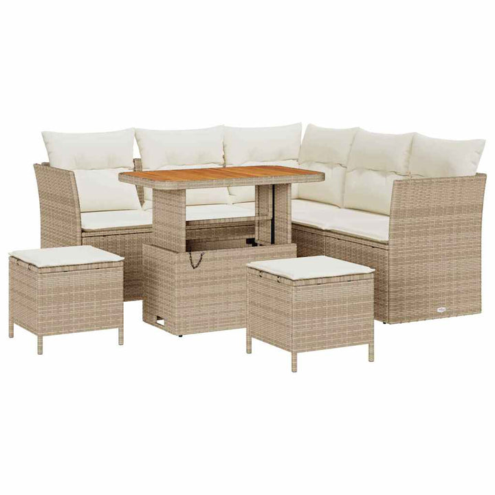 Havesofa Sæt 8 stk. 5-Antal sæder Beige og creme polyrattan