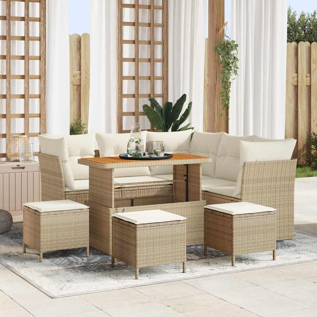 Havesofa Sæt 9 stk. 5-Antal sæder Beige og creme polyrattan