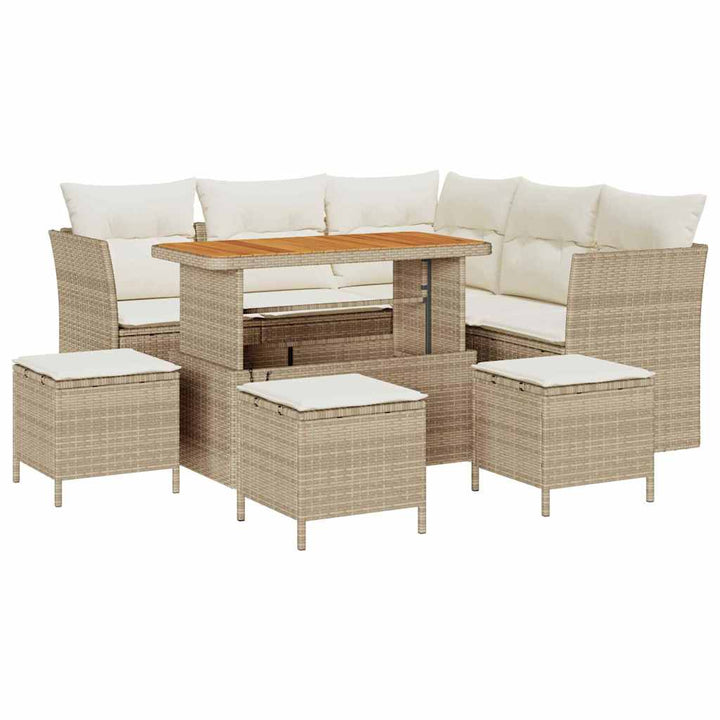 Havesofa Sæt 9 stk. 5-Antal sæder Beige og creme polyrattan