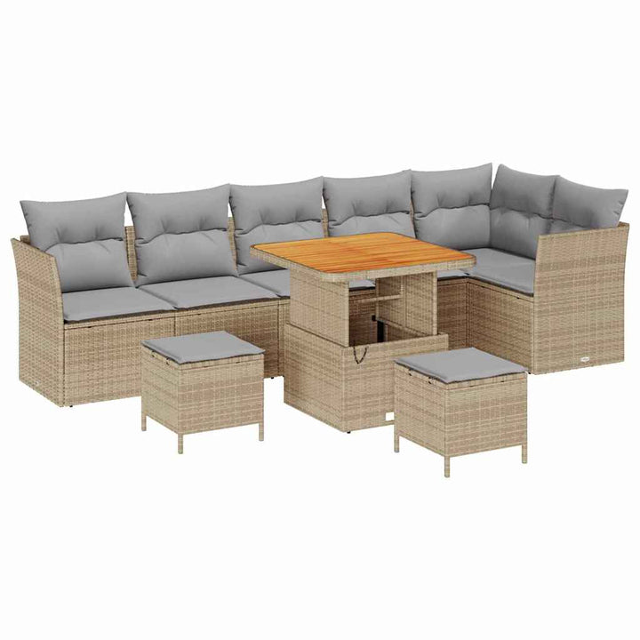 Havesofa Sæt 9 stk. 6-Antal sæder Beige og lys grå