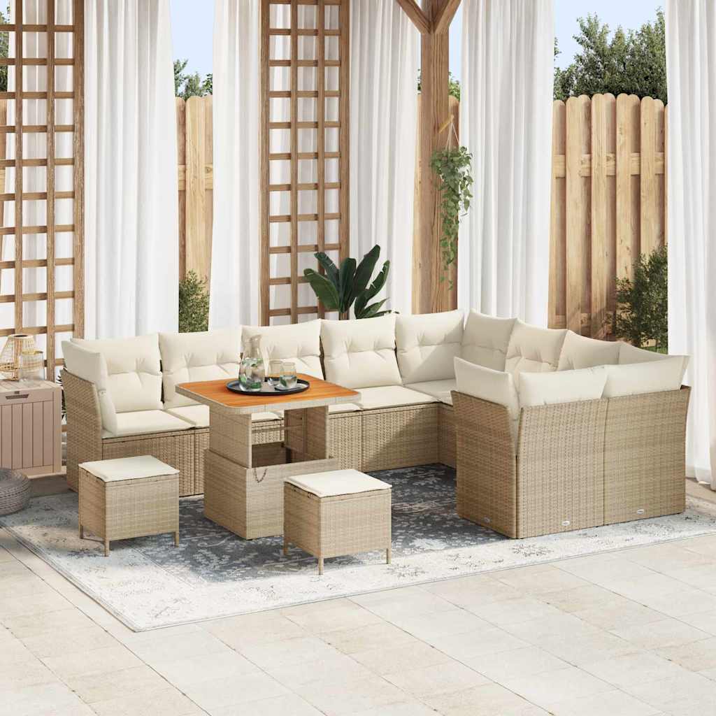 Havesofa Sæt 12 stk. 9-Antal sæder Beige og creme polyrattan