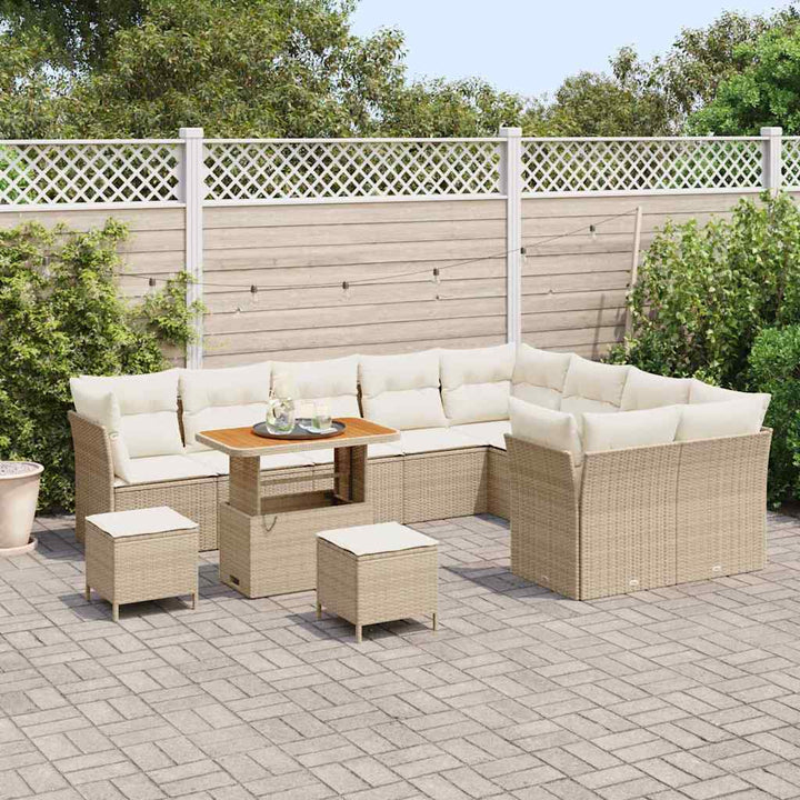 Havesofa Sæt 12 stk. 9-Antal sæder Beige og creme polyrattan