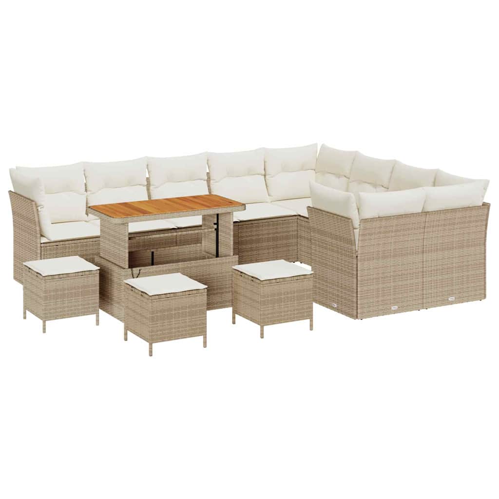 Havesofa Sæt 13 stk. 9-Antal sæder Beige og creme polyrattan