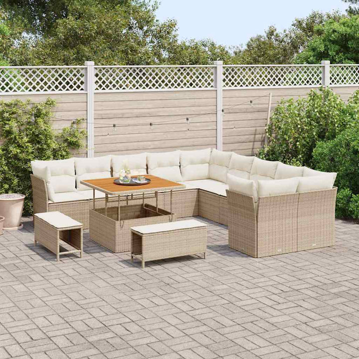 Havesofa Sæt 13 stk. Beige og creme polyrattan
