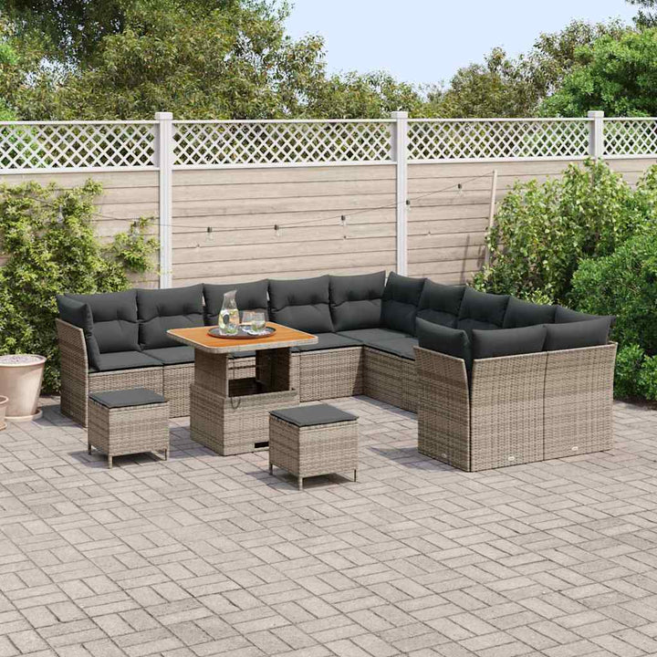 Havesofa Sæt med pude 13 pcs Grå polyrattan