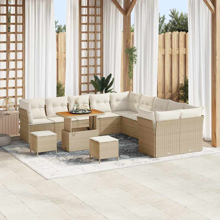 Havesofa Sæt 13 stk. Beige og creme polyrattan