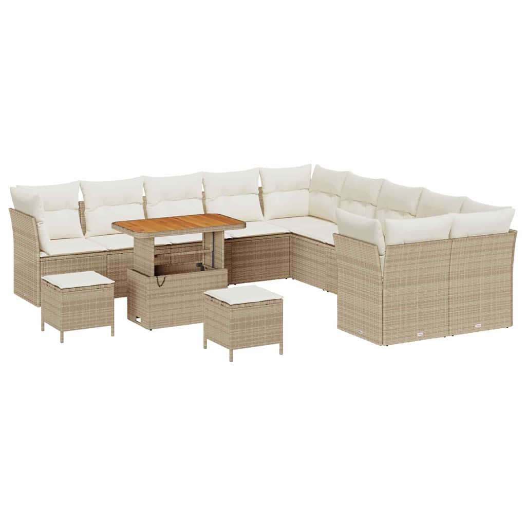 Havesofa Sæt 13 stk. Beige og creme polyrattan