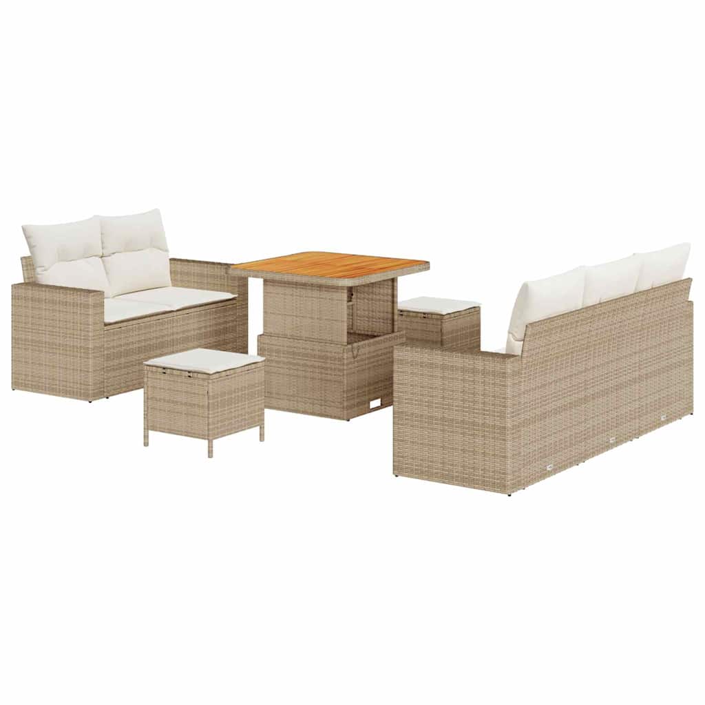 Havesofa Sæt 8 stk. 5-Antal sæder Beige og creme polyrattan
