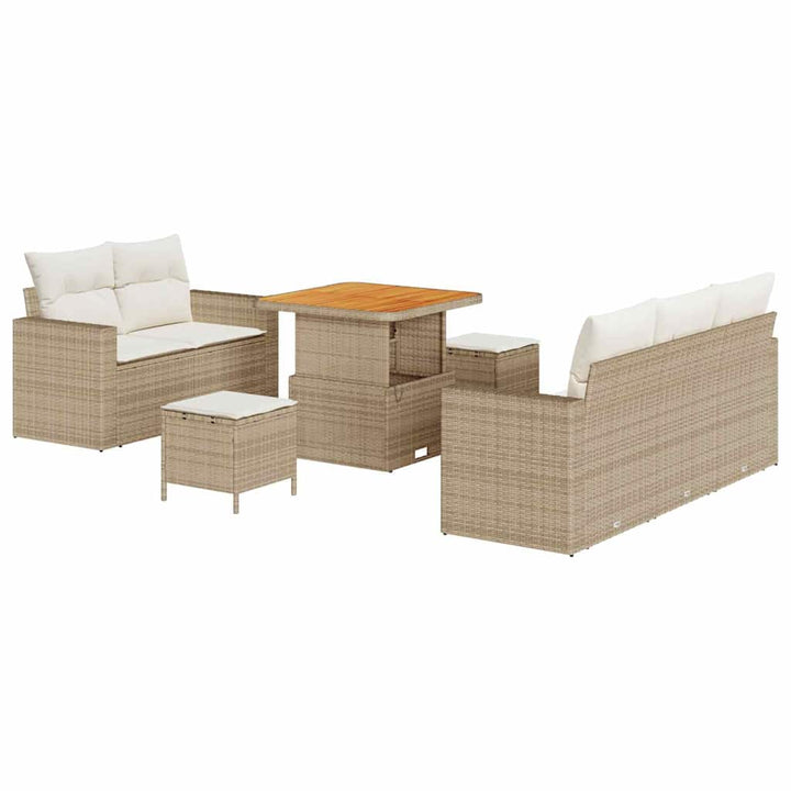 Havesofa Sæt 8 stk. 5-Antal sæder Beige og creme polyrattan