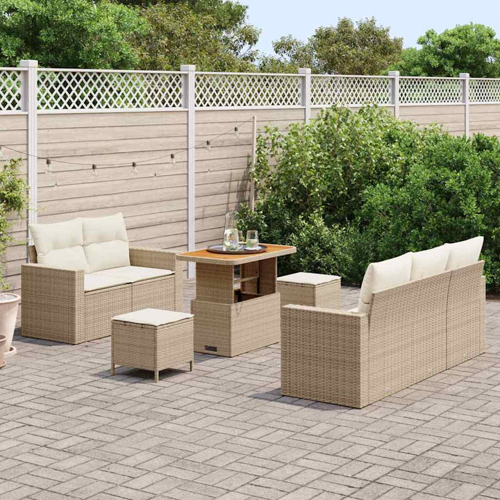 Havesofa Sæt 8 stk. 5-Antal sæder Beige og creme polyrattan