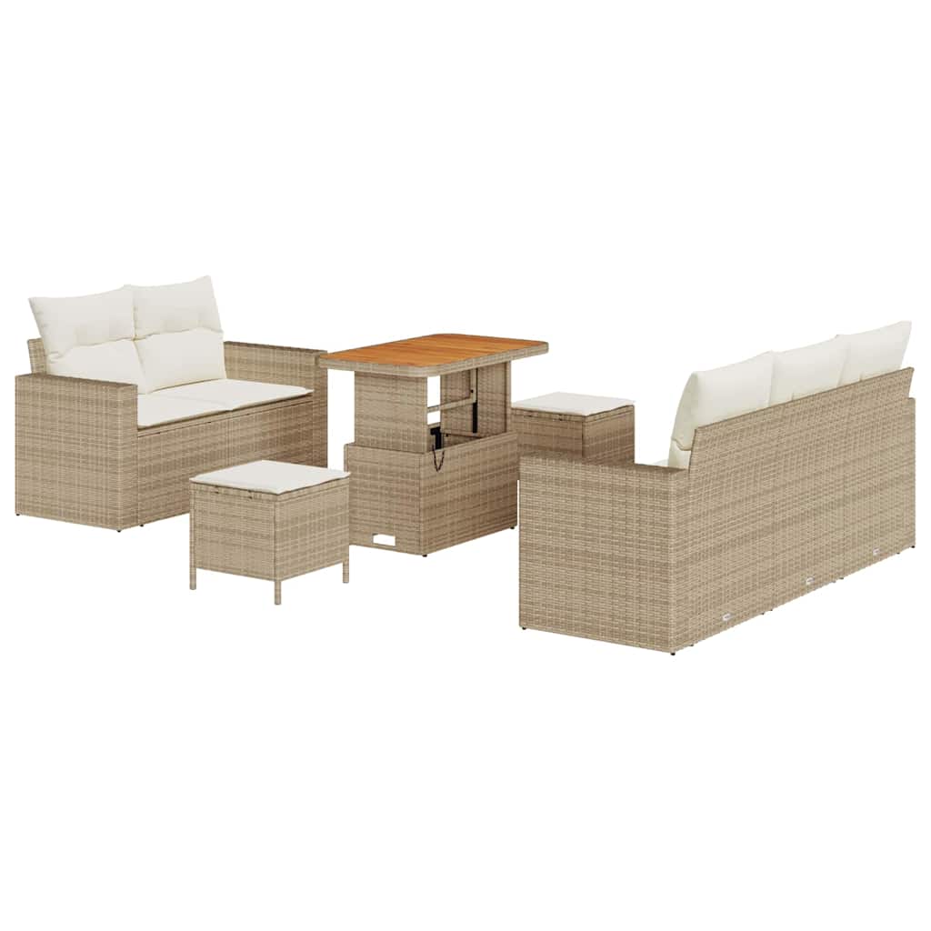 Havesofa Sæt 8 stk. 5-Antal sæder Beige og creme polyrattan