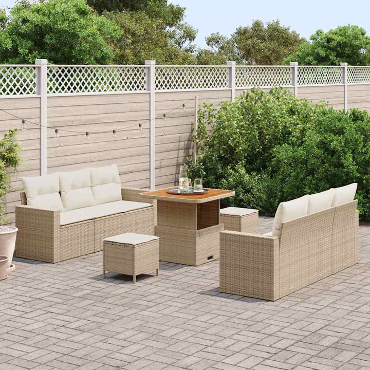 Havesofa Sæt 9 stk. 6-Antal sæder Beige og creme polyrattan