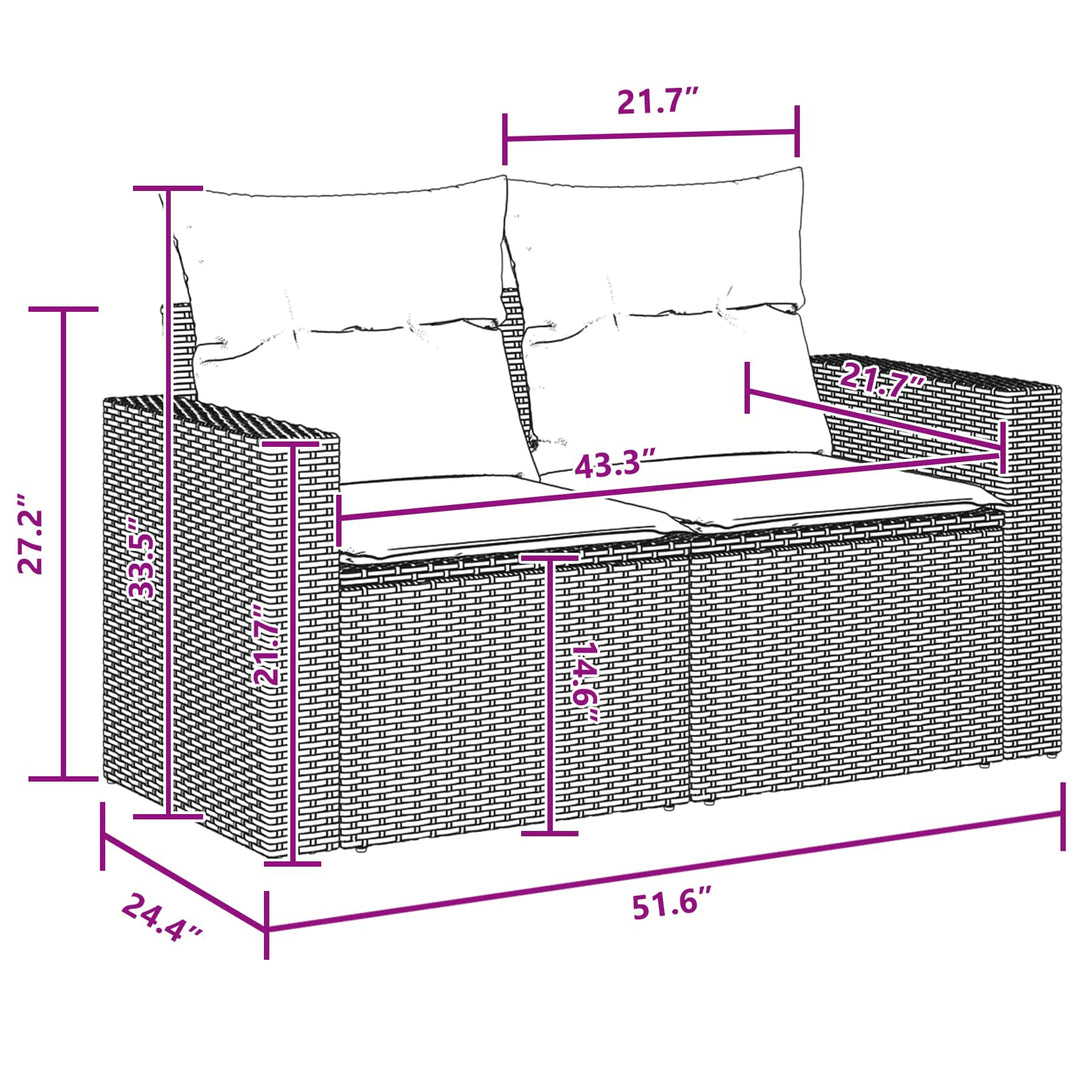 Havesofa Sæt med pude 13 pcs Sort polyrattan