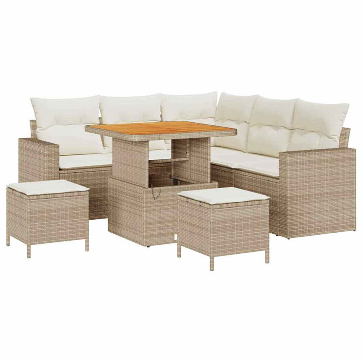 Havesofa Sæt 9 stk. 6-Antal sæder Beige og creme polyrattan