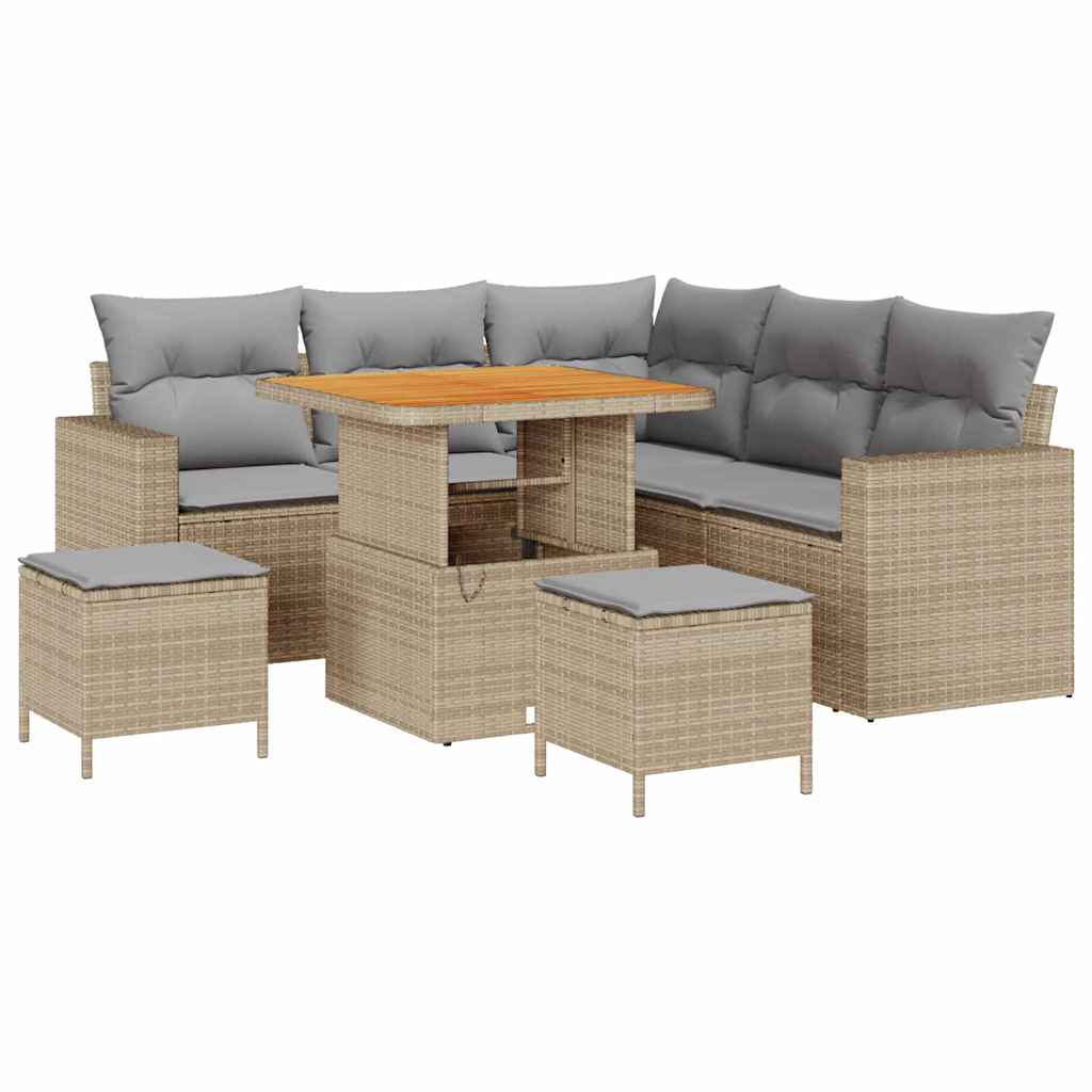 Havesofa Sæt 9 stk. 6-Antal sæder Beige og lys grå polyrattan