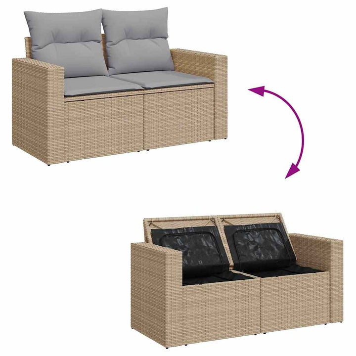 Havesofa Sæt 9 stk. 6-Antal sæder Beige og lys grå polyrattan