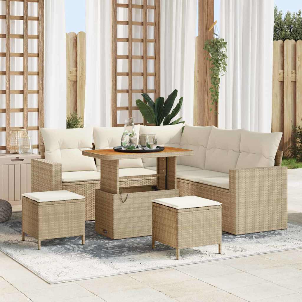 Havesofa Sæt 9 stk. 6-Antal sæder Beige og creme polyrattan