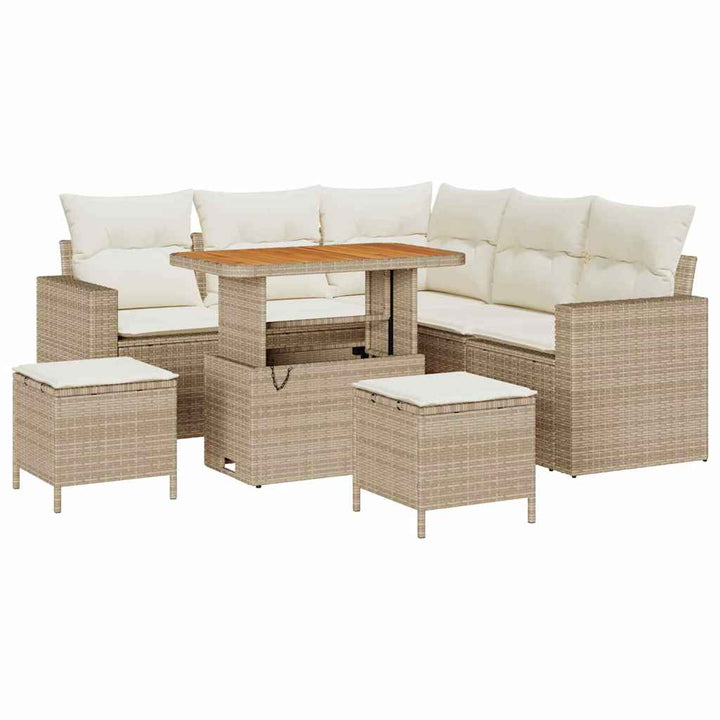 Havesofa Sæt 9 stk. 6-Antal sæder Beige og creme polyrattan