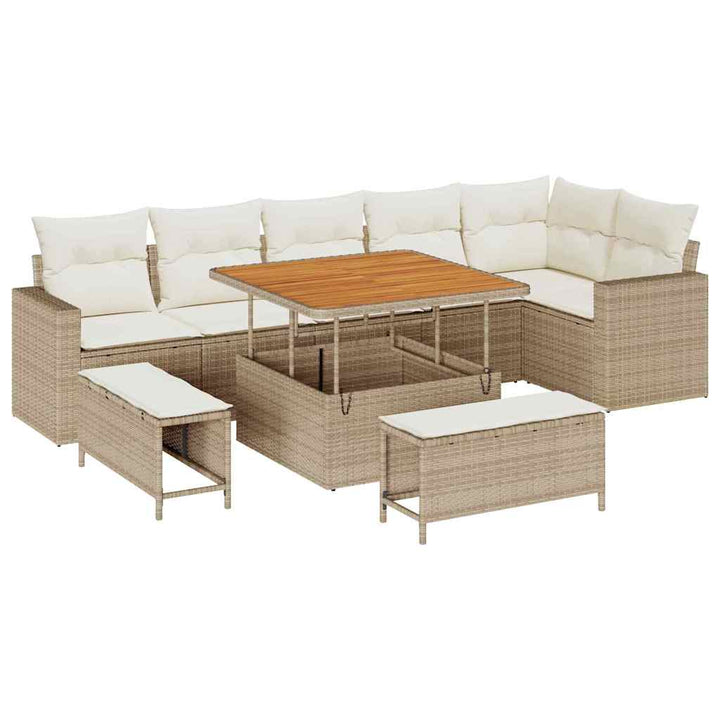 Havesofa Sæt med pude 11 pcs Beige og creme polyrattan