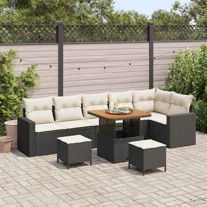 Havesofa Sæt 11 stk. 7-Antal sæder Sort og Cream polyrattan