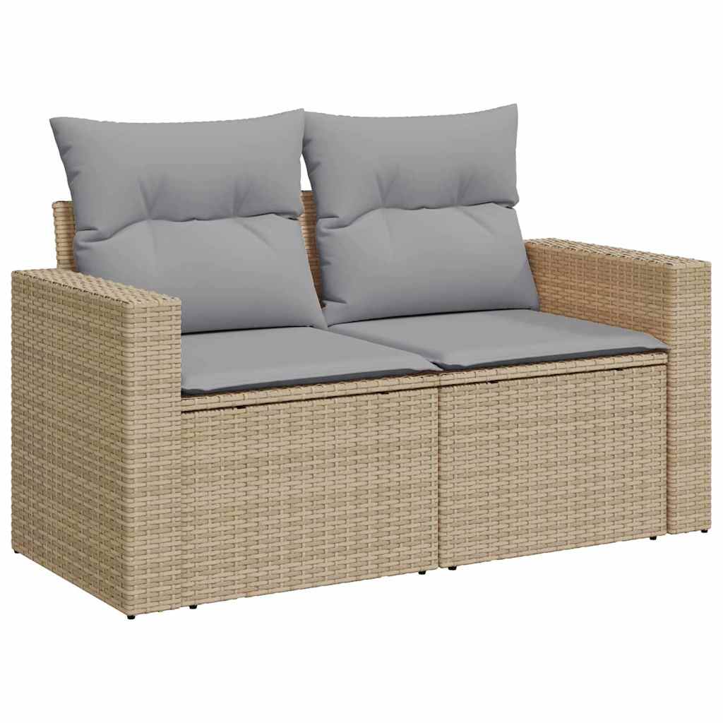 Havesofa Sæt 11 stk. 7-Antal sæder Beige og lys grå polyrattan
