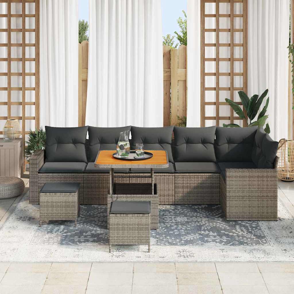 Havesofa Sæt med pude 11 pcs Grå polyrattan