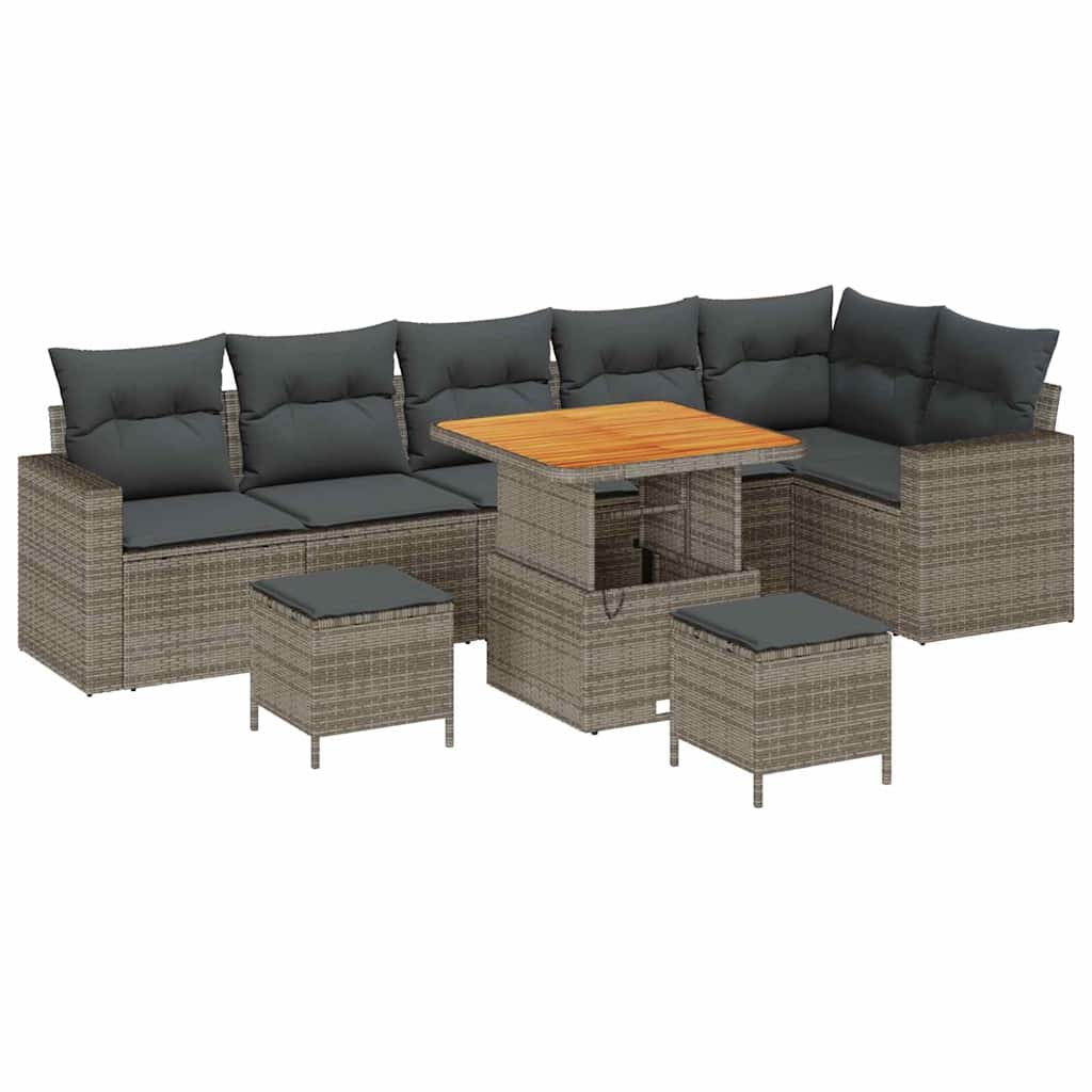 Havesofa Sæt med pude 11 pcs Grå polyrattan