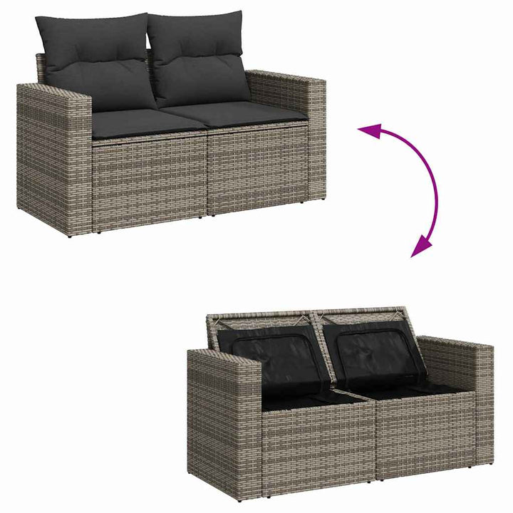 Havesofa Sæt med pude 11 pcs Grå polyrattan