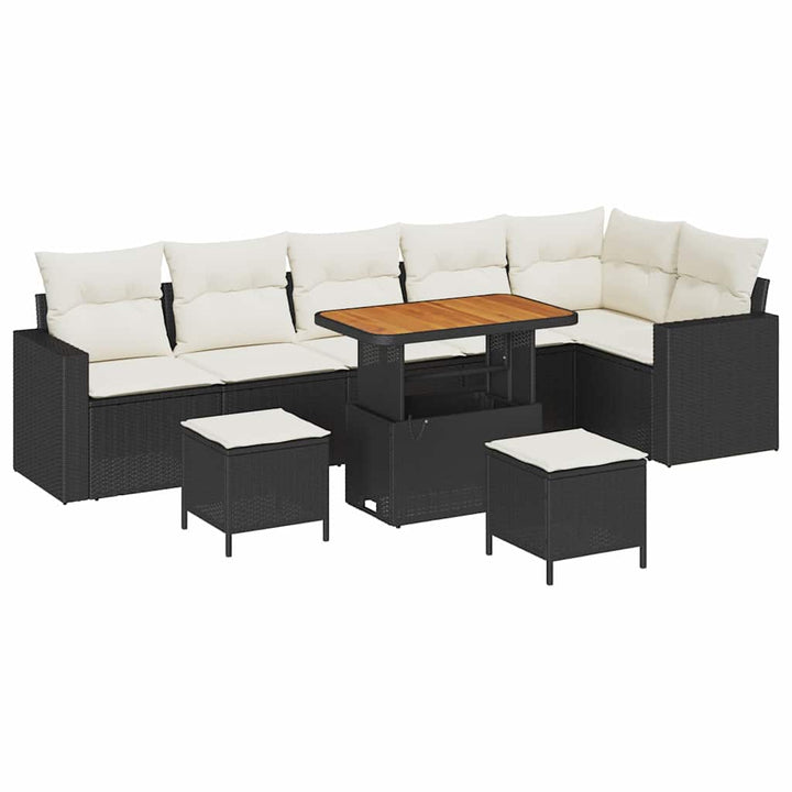 Havesofa Sæt med pude 11 pcs Sort og Cream polyrattan