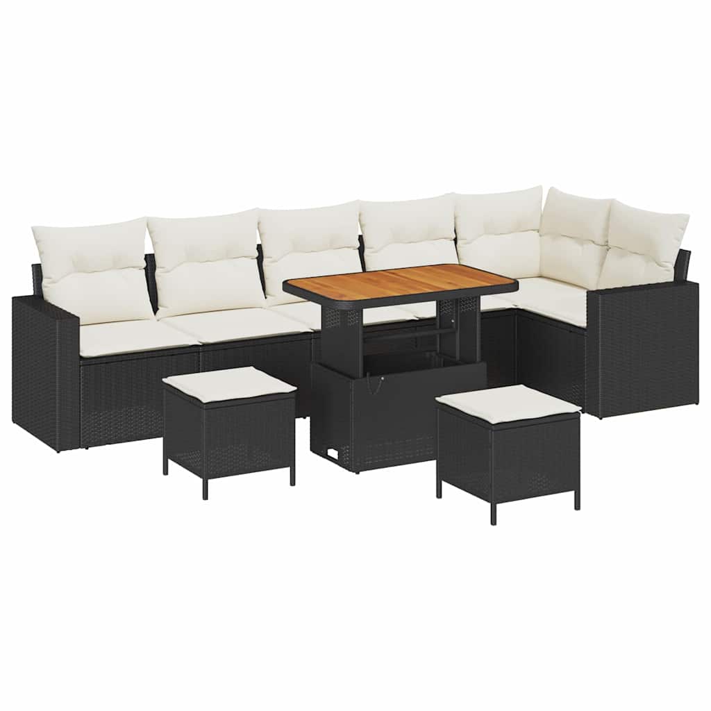 Havesofa Sæt 11 stk. 7-Antal sæder Sort og Cream polyrattan