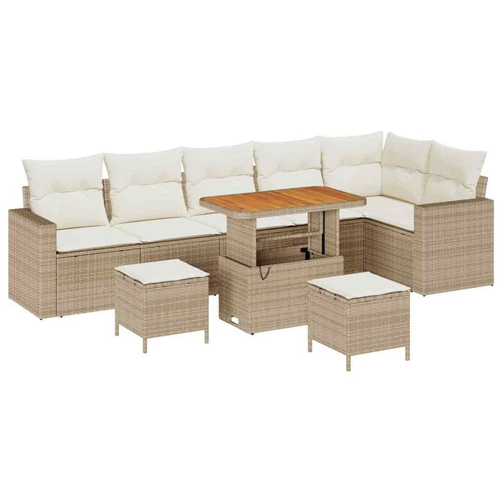 Havesofa Sæt med pude 11 pcs Beige og creme polyrattan