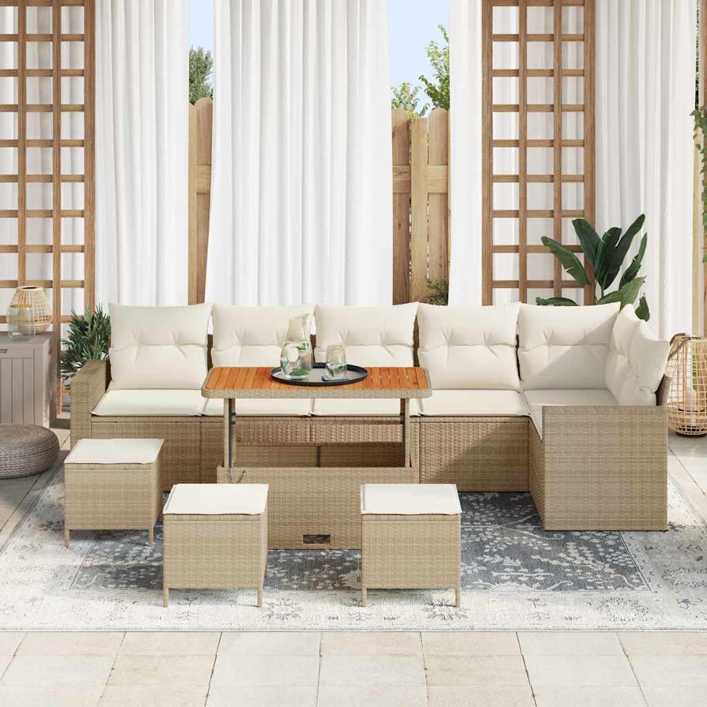 Havesofa Sæt med pude 12 pcs Beige og creme polyrattan