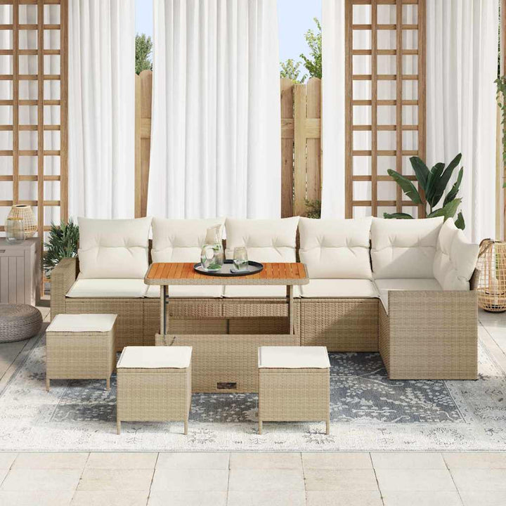 Havesofa Sæt med pude 12 pcs Beige og creme polyrattan