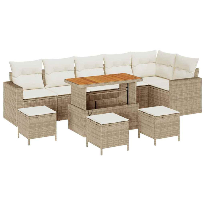 Havesofa Sæt med pude 12 pcs Beige og creme polyrattan