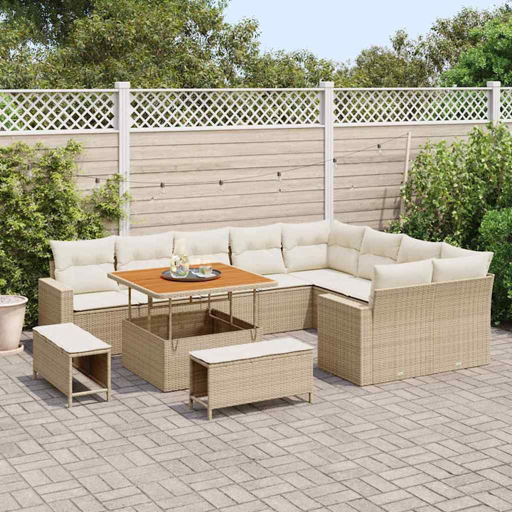 Havesofa Sæt 13 stk. 12-Antal sæder Beige og creme polyrattan