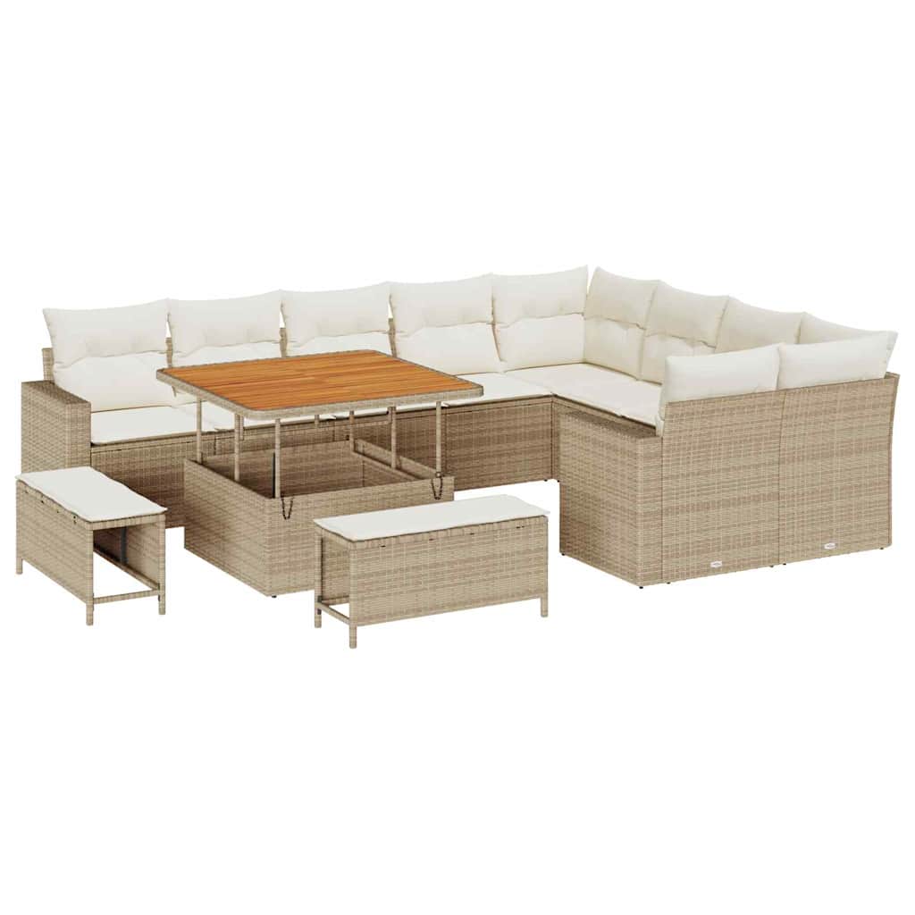 Havesofa Sæt 13 stk. 12-Antal sæder Beige og creme polyrattan
