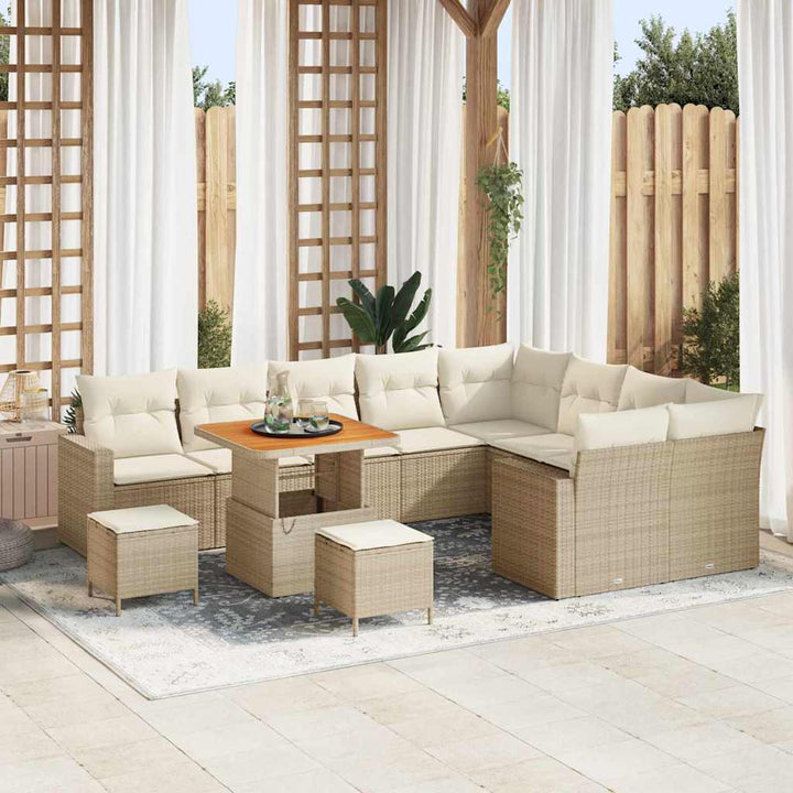 Havesofa Sæt 13 stk. 10-Antal sæder Beige og creme polyrattan