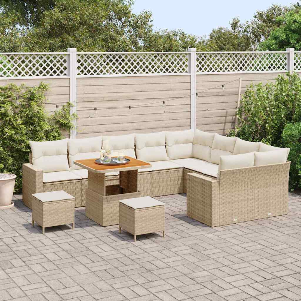 Havesofa Sæt 13 stk. 10-Antal sæder Beige og creme polyrattan