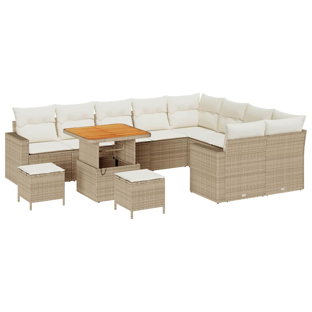 Havesofa Sæt 13 stk. 10-Antal sæder Beige og creme polyrattan