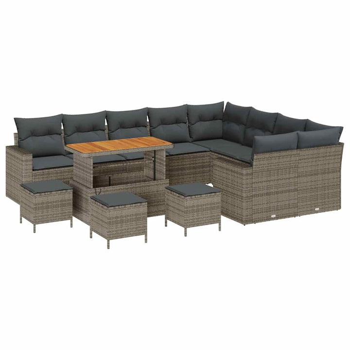 Havesofa Sæt med pude 14 pcs Grå polyrattan