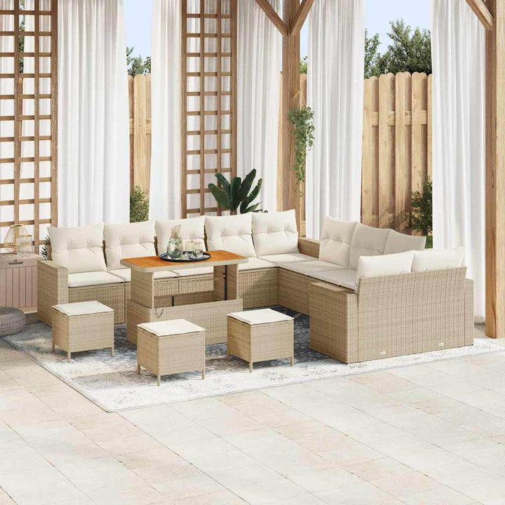 Havesofa Sæt 18 stk. 11-Antal sæder Beige og creme polyrattan