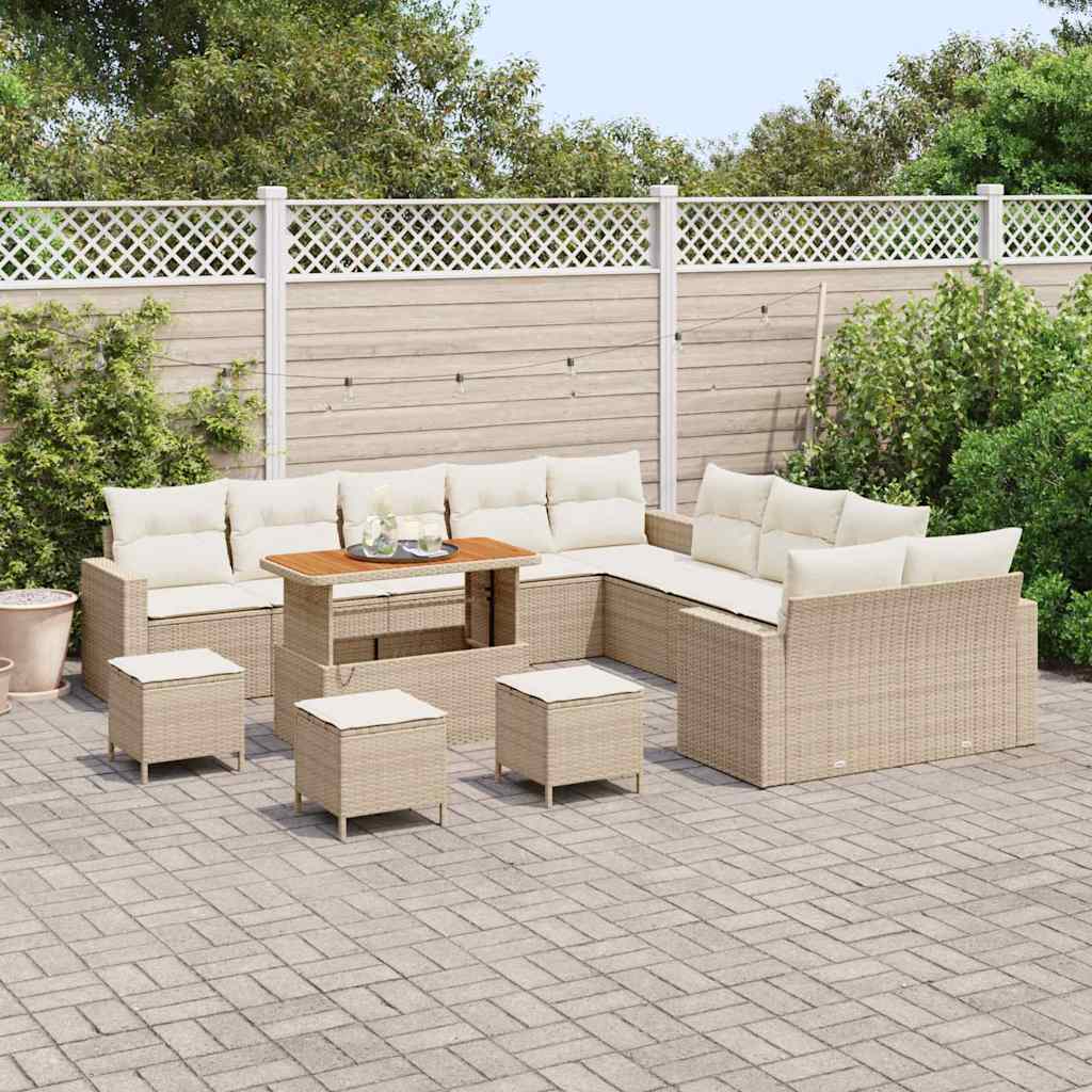 Havesofa Sæt 18 stk. 11-Antal sæder Beige og creme polyrattan