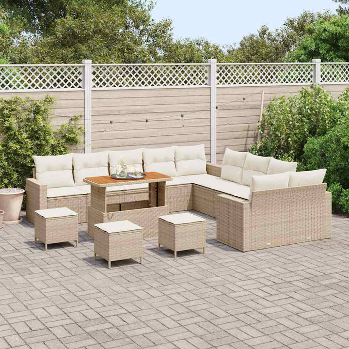 Havesofa Sæt 18 stk. 11-Antal sæder Beige og creme polyrattan