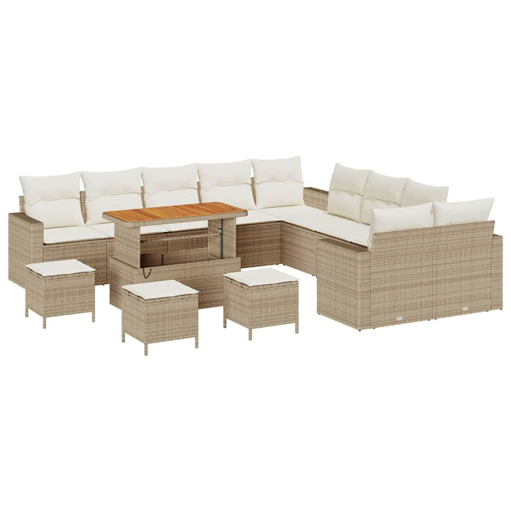 Havesofa Sæt 18 stk. 11-Antal sæder Beige og creme polyrattan