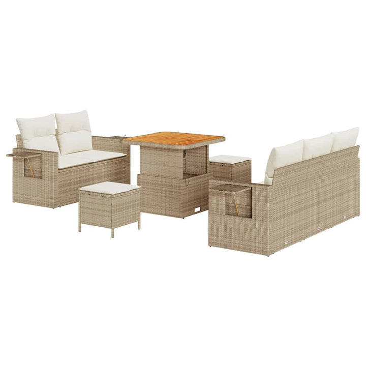 Havesofa Sæt 10 stk. Beige og creme polyrattan