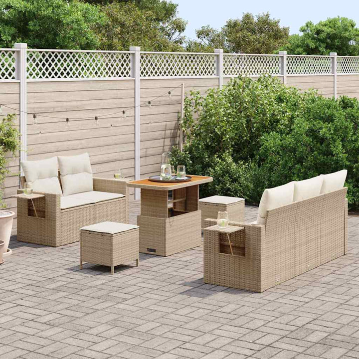 Havesofa Sæt 10 stk. Beige og creme polyrattan