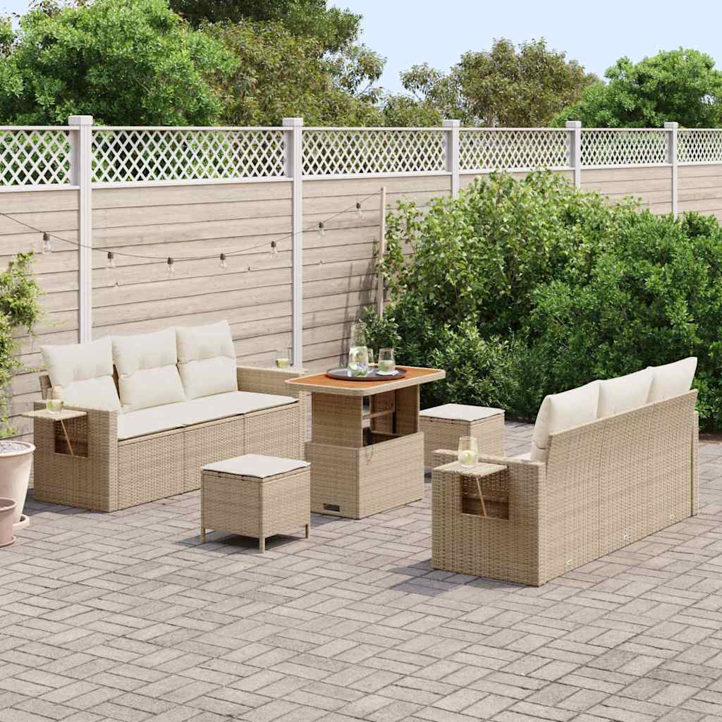 Havesofa Sæt 9 stk. 6-Antal sæder Beige og creme polyrattan