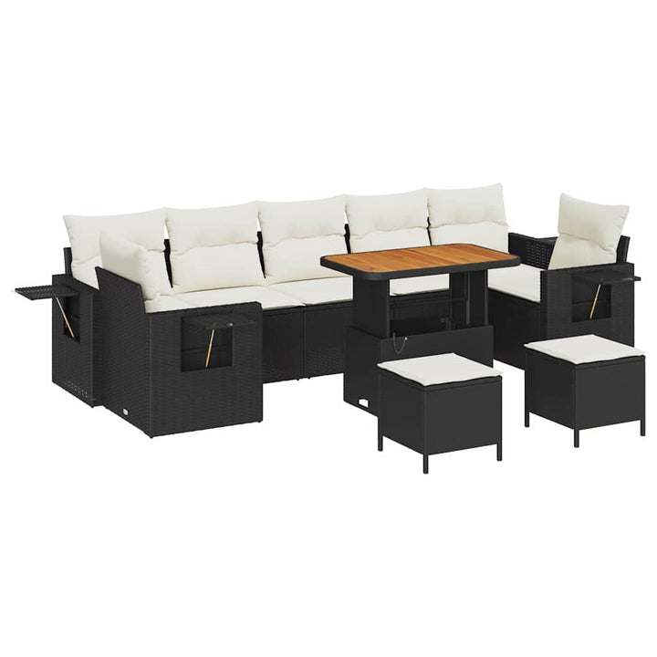 Havesofa Sæt med pude 13 pcs Sort og Cream polyrattan